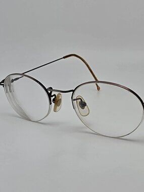 Kyoto Antique Silver Semi Rimless Oval Ultra-Light Eyeglasses Frame 48-19-140